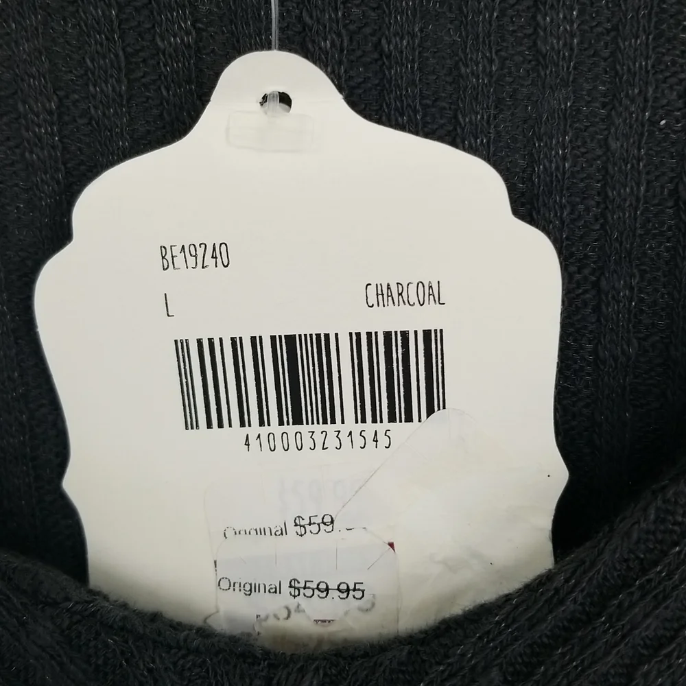 Altar'd State Gray Ribbed Knit Bodysuit w Vneck & Front Ruffle - Picture 2 of 4